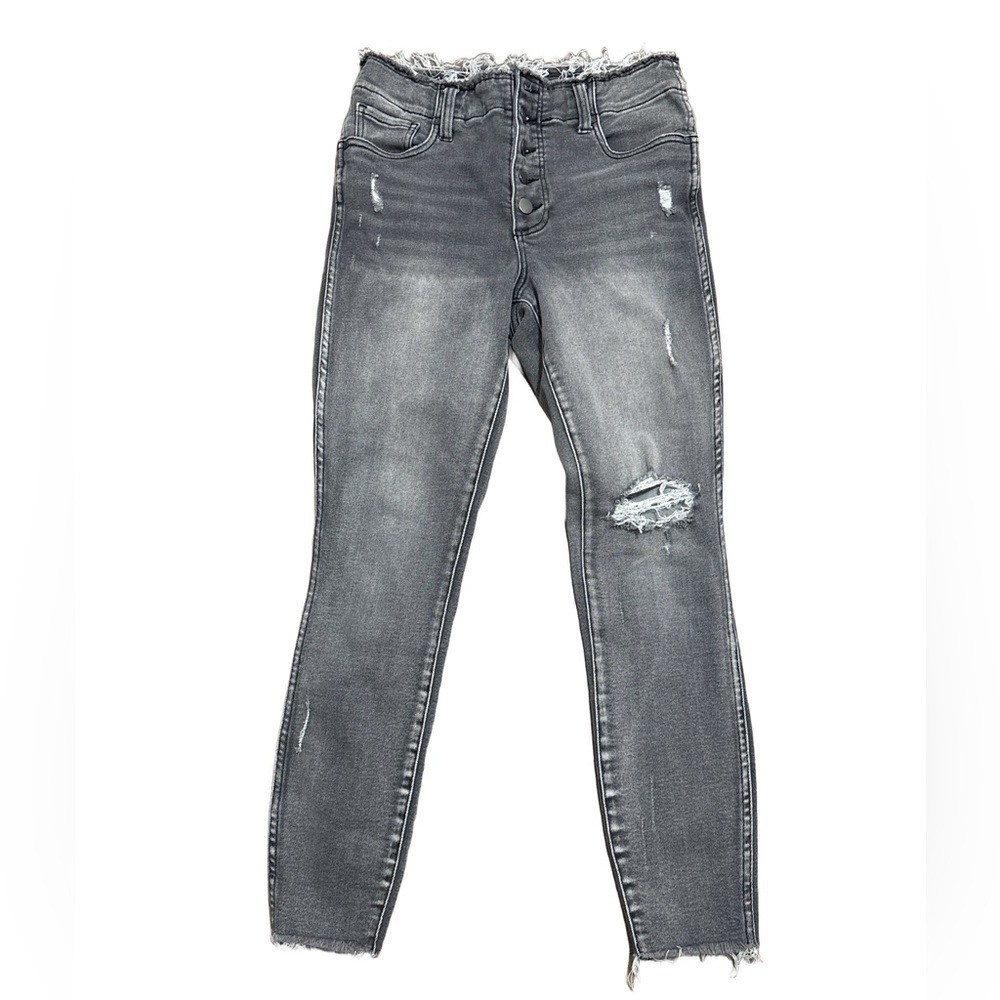 Kut from the Kloth Gray Ankle Skinny Distressed Jeans. Size 6